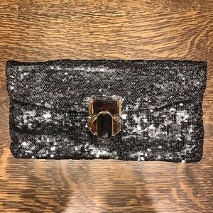 Deux Lux Silver Sequins Clutch